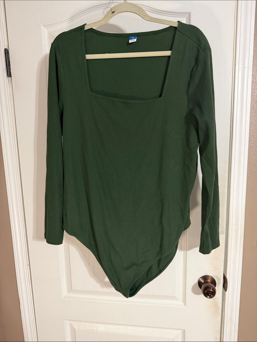 Old Navy Ribbed Square Neck Long Sleeve Bodysuit in Forest Green